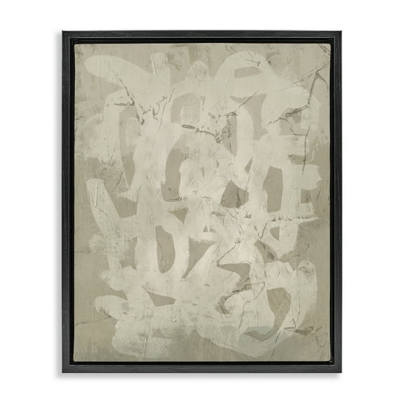 Stupell Industries Neutral Scribble Pattern Abstract Painting Black Floater Framed Canvas Art Print Wall Art, 17 x 21