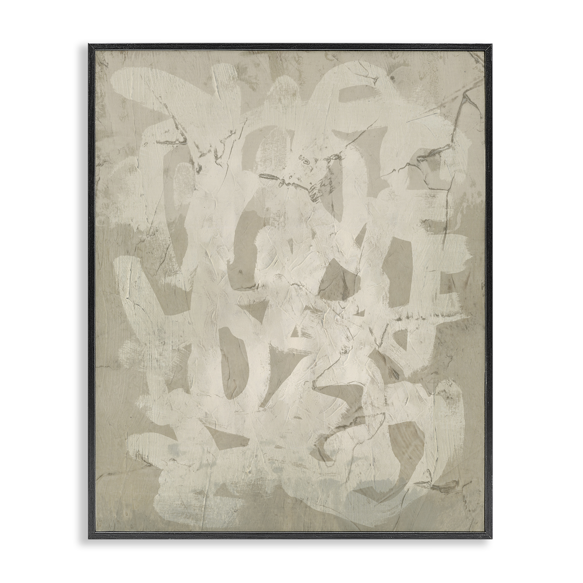 Stupell Industries Neutral Scribble Pattern Abstract Painting Black Framed Art Print Wall Art, 24 x 30