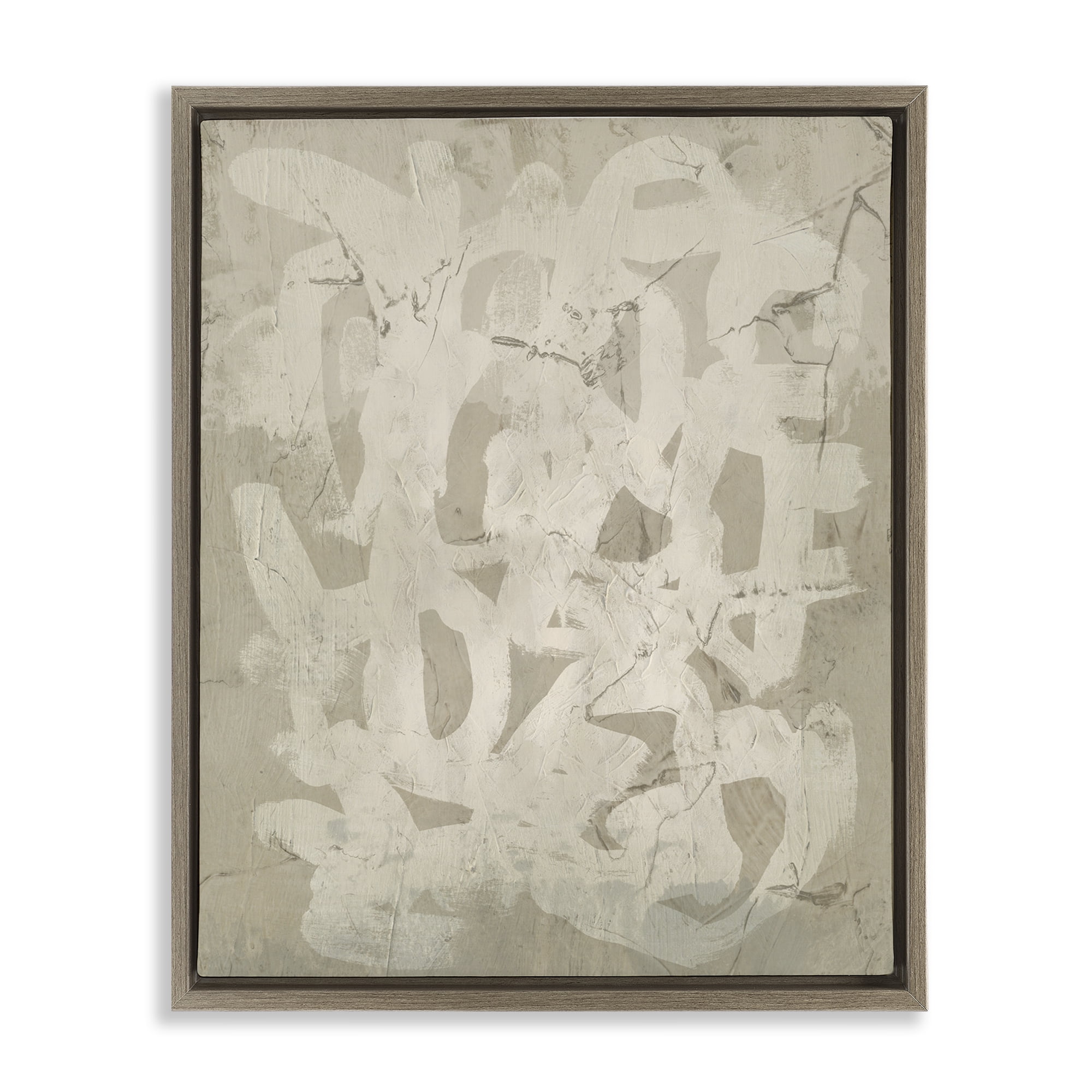 Stupell Industries Neutral Scribble Pattern Abstract Painting Brown Floater Framed Canvas Art Print Wall Art, 25 x 31