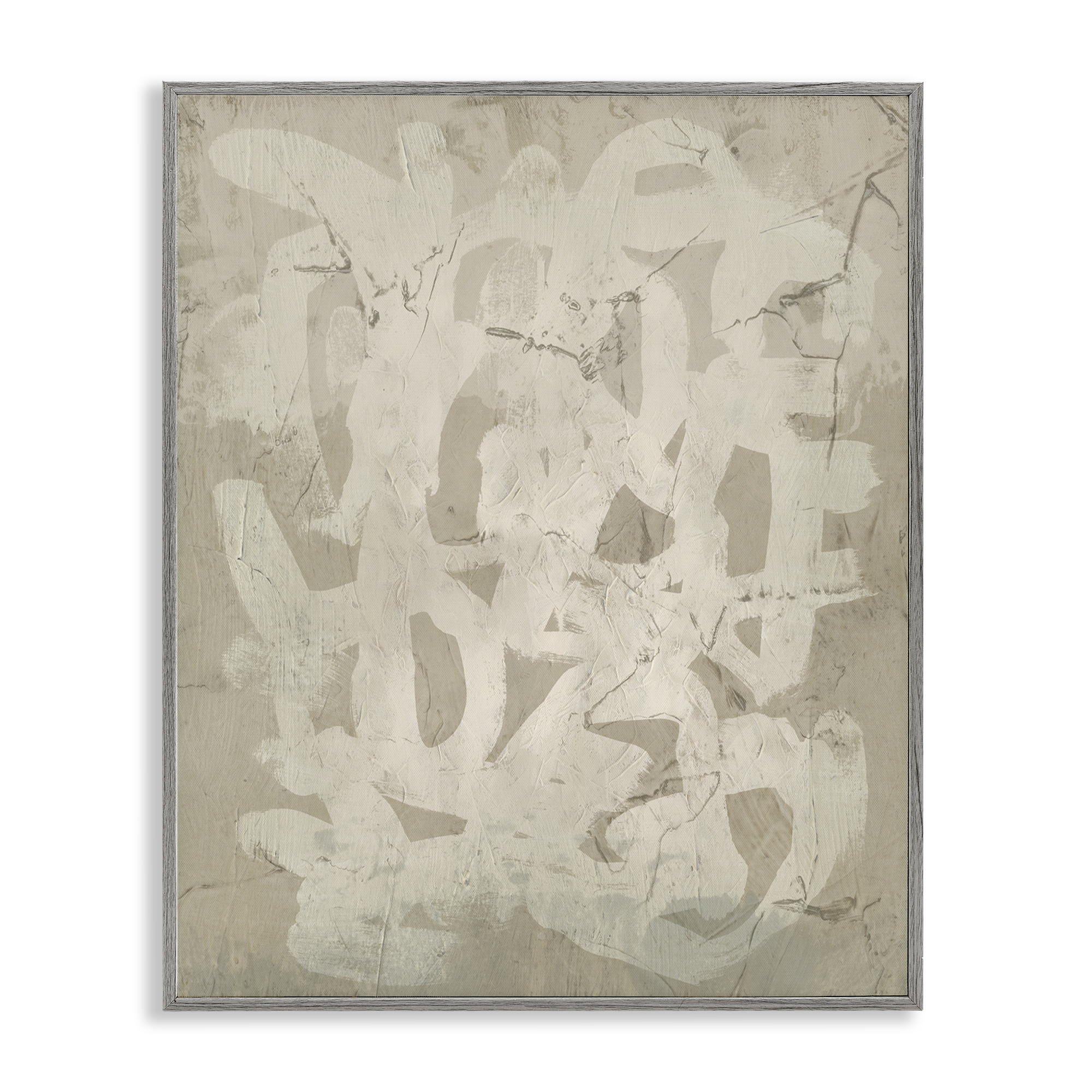 Stupell Industries Neutral Scribble Pattern Abstract Painting Gray Framed Art Print Wall Art, 16 x 20