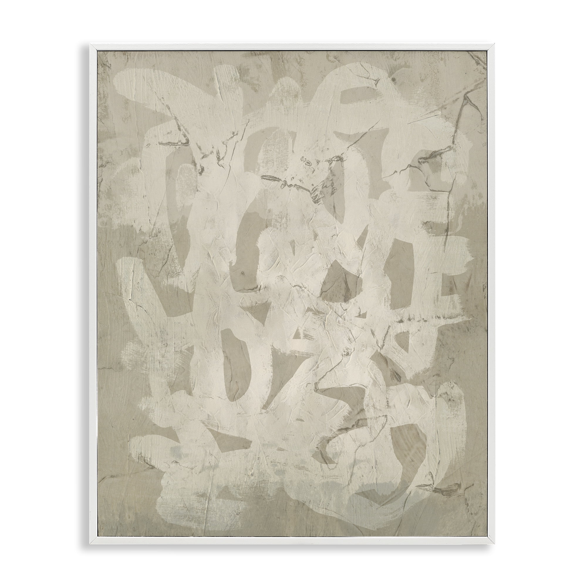 Stupell Industries Neutral Scribble Pattern Abstract Painting White Framed Art Print Wall Art, 16 x 20
