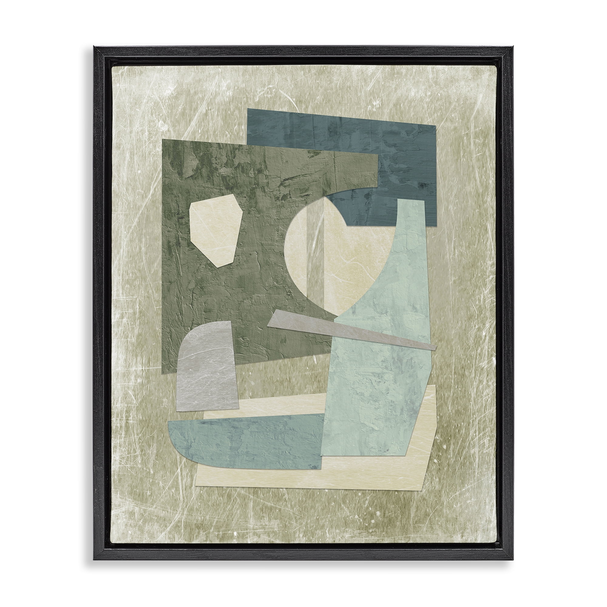 Stupell Industries Neutral Shapes Arranged Abstract Painting Black Floater Framed Canvas Art Print Wall Art, 25 x 31