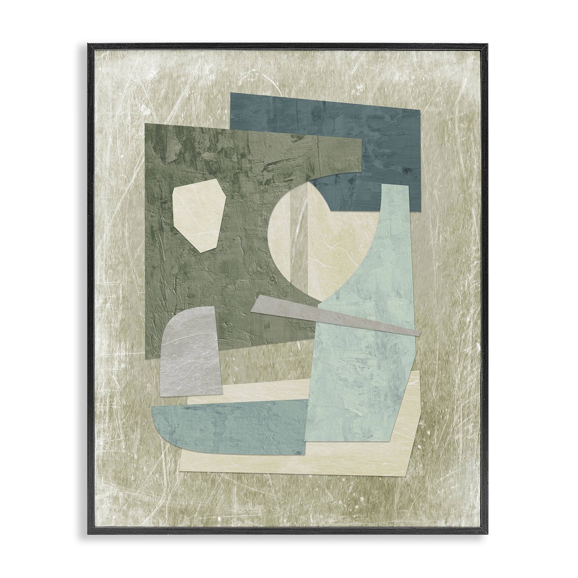 Stupell Industries Neutral Shapes Arranged Abstract Painting Black Framed Art Print Wall Art, 16 x 20