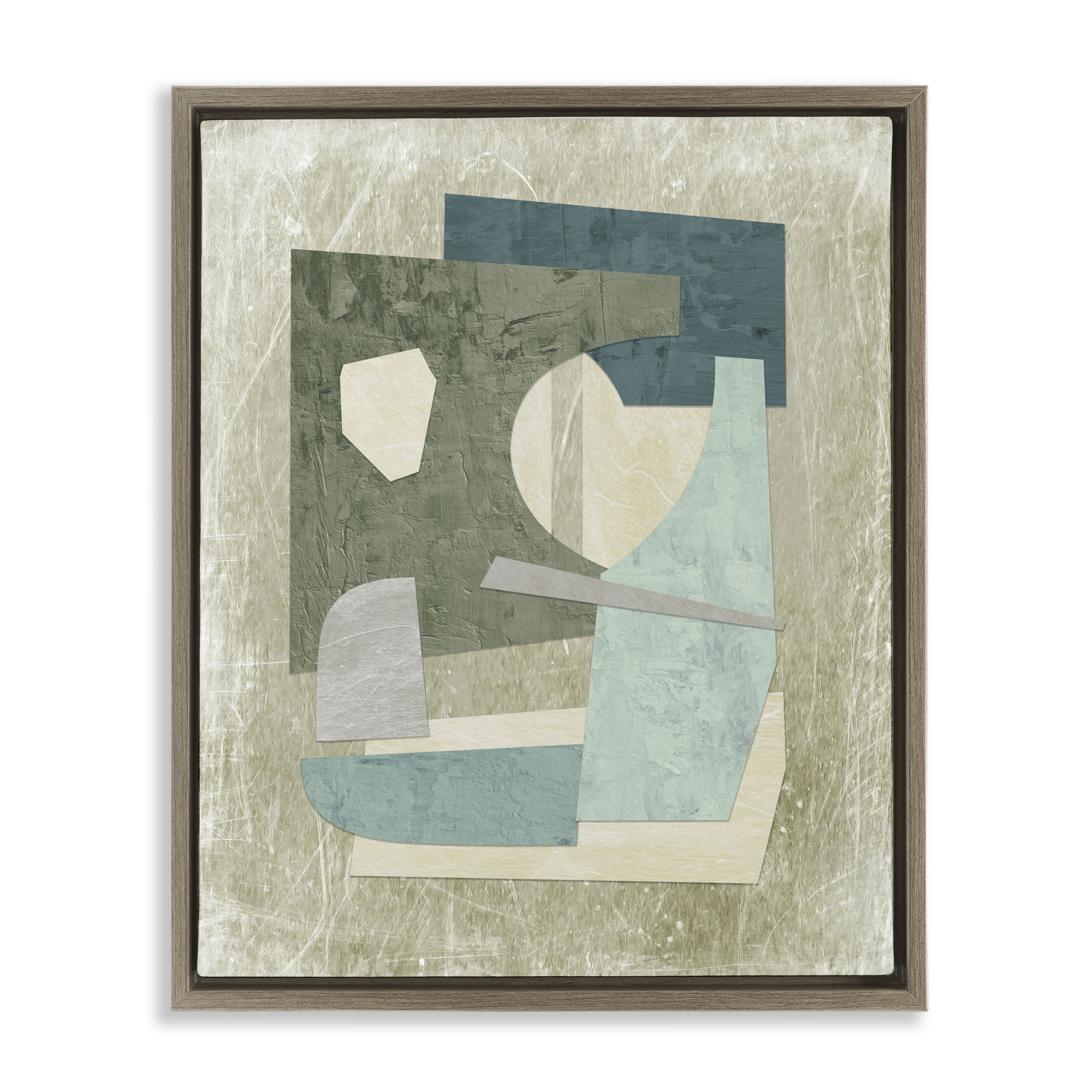 Stupell Industries Neutral Shapes Arranged Abstract Painting Brown Floater Framed Canvas Art Print Wall Art, 25 x 31