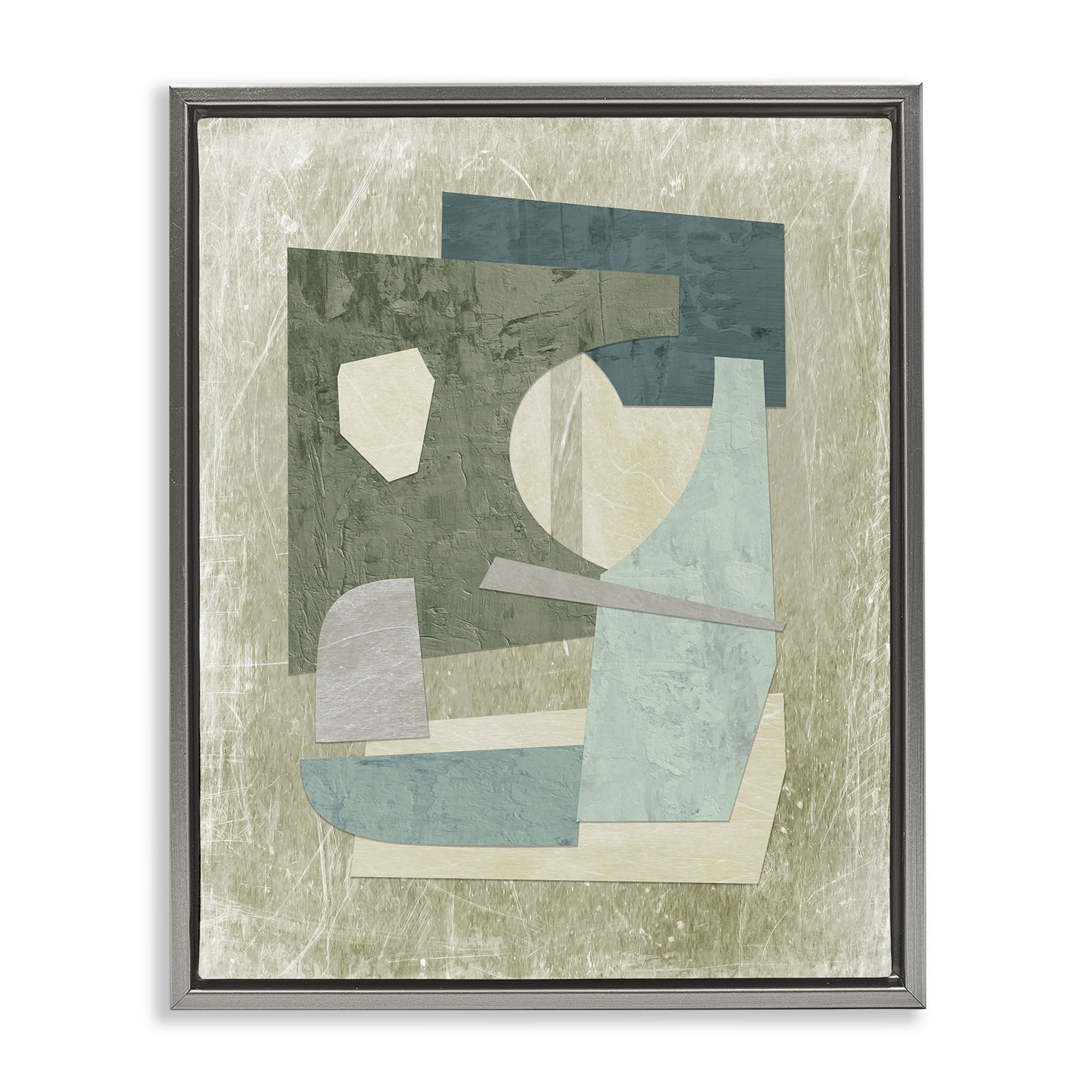 Stupell Industries Neutral Shapes Arranged Abstract Painting Gray Floater Framed Canvas Art Print Wall Art, 17 x 21