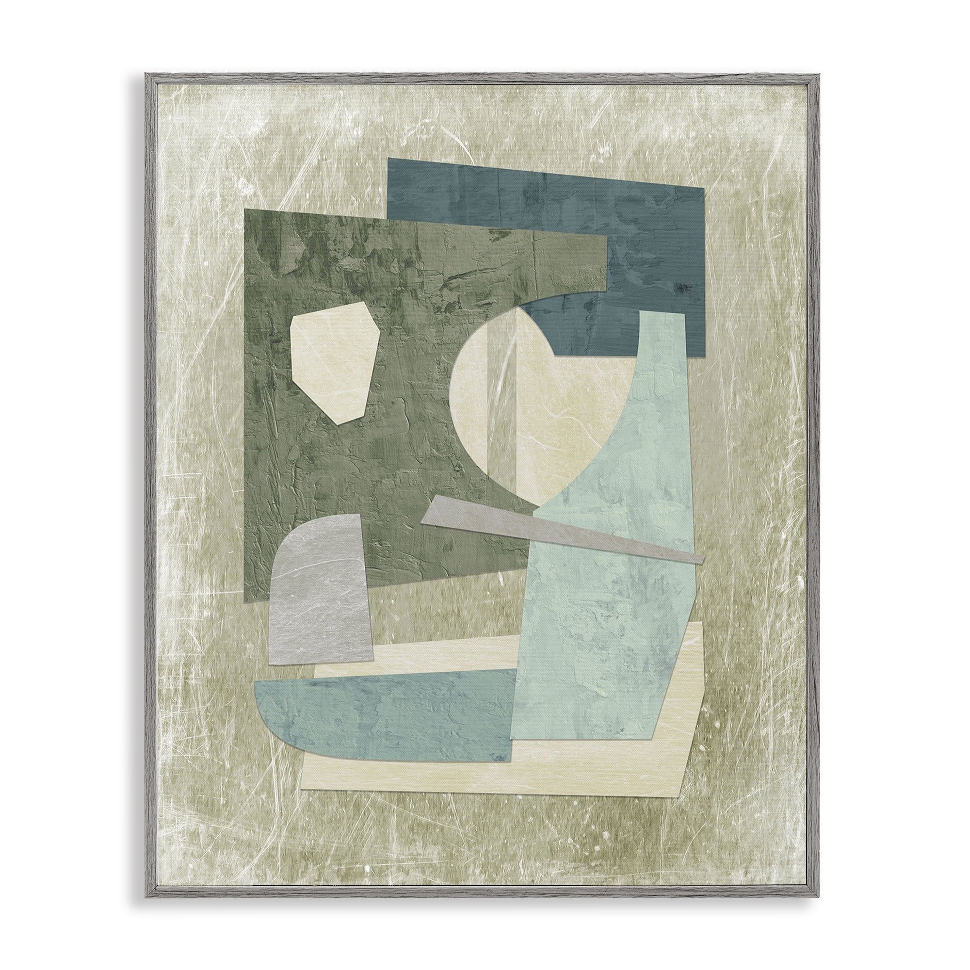 Stupell Industries Neutral Shapes Arranged Abstract Painting Gray Framed Art Print Wall Art, 24 x 30