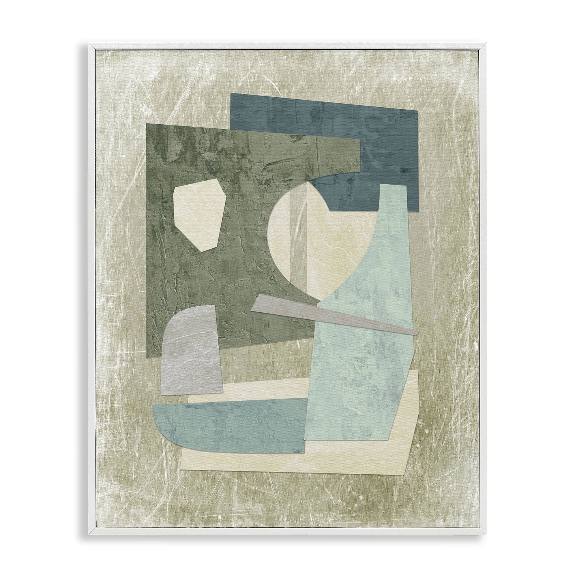 Stupell Industries Neutral Shapes Arranged Abstract Painting White Framed Art Print Wall Art, 16 x 20