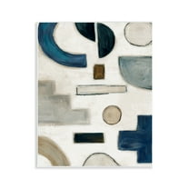 Stupell Industries Neutral Shapes Blue & Beige Abstract Painting Unframed Art Print Wall Art, 11 x 14