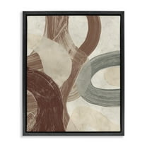Stupell Industries Neutral Shapes Expression Abstract Painting Black Floater Framed Canvas Art Print Wall Art, 17 x 21