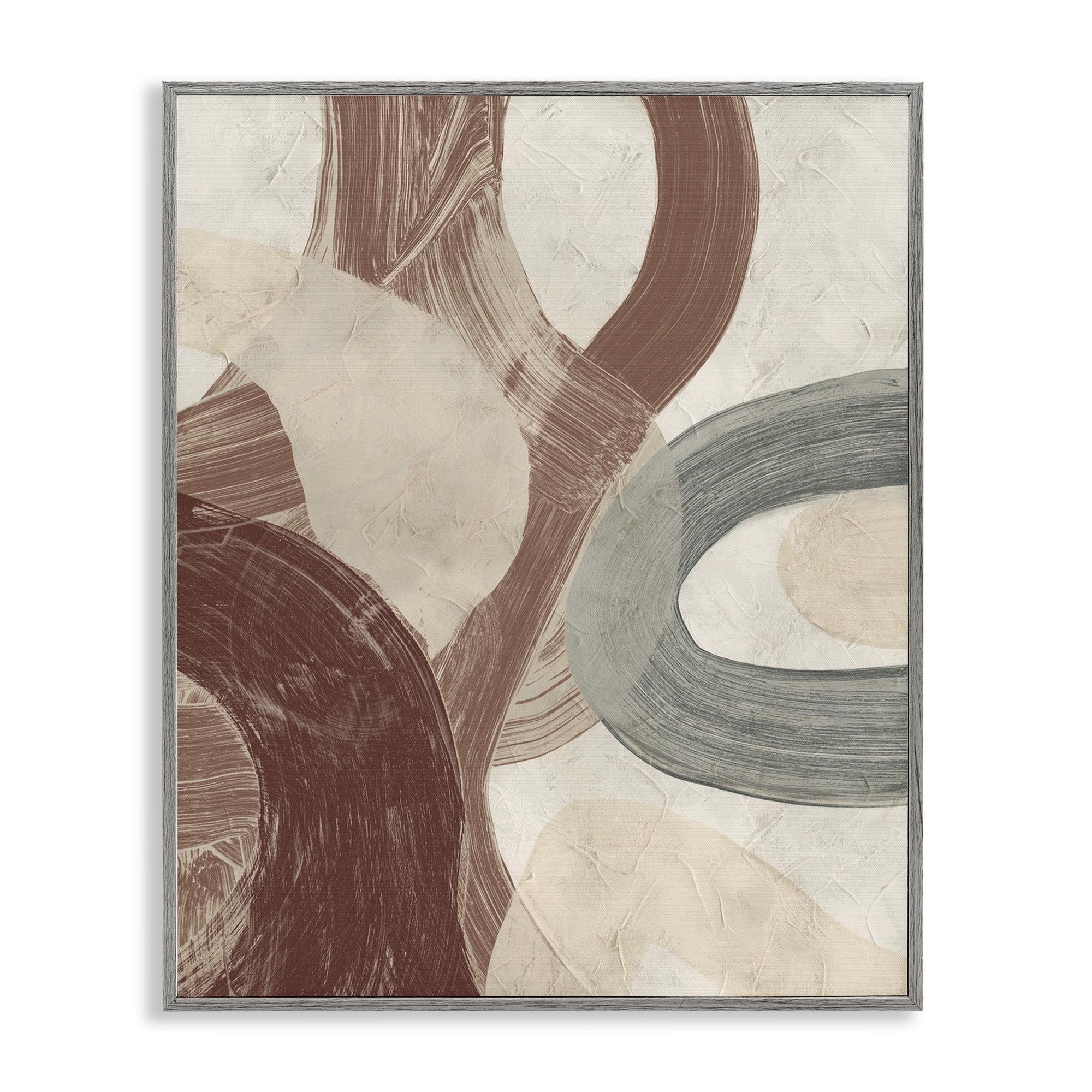 Stupell Industries Neutral Shapes Expression Abstract Painting Gray Framed Art Print Wall Art, 11 x 14