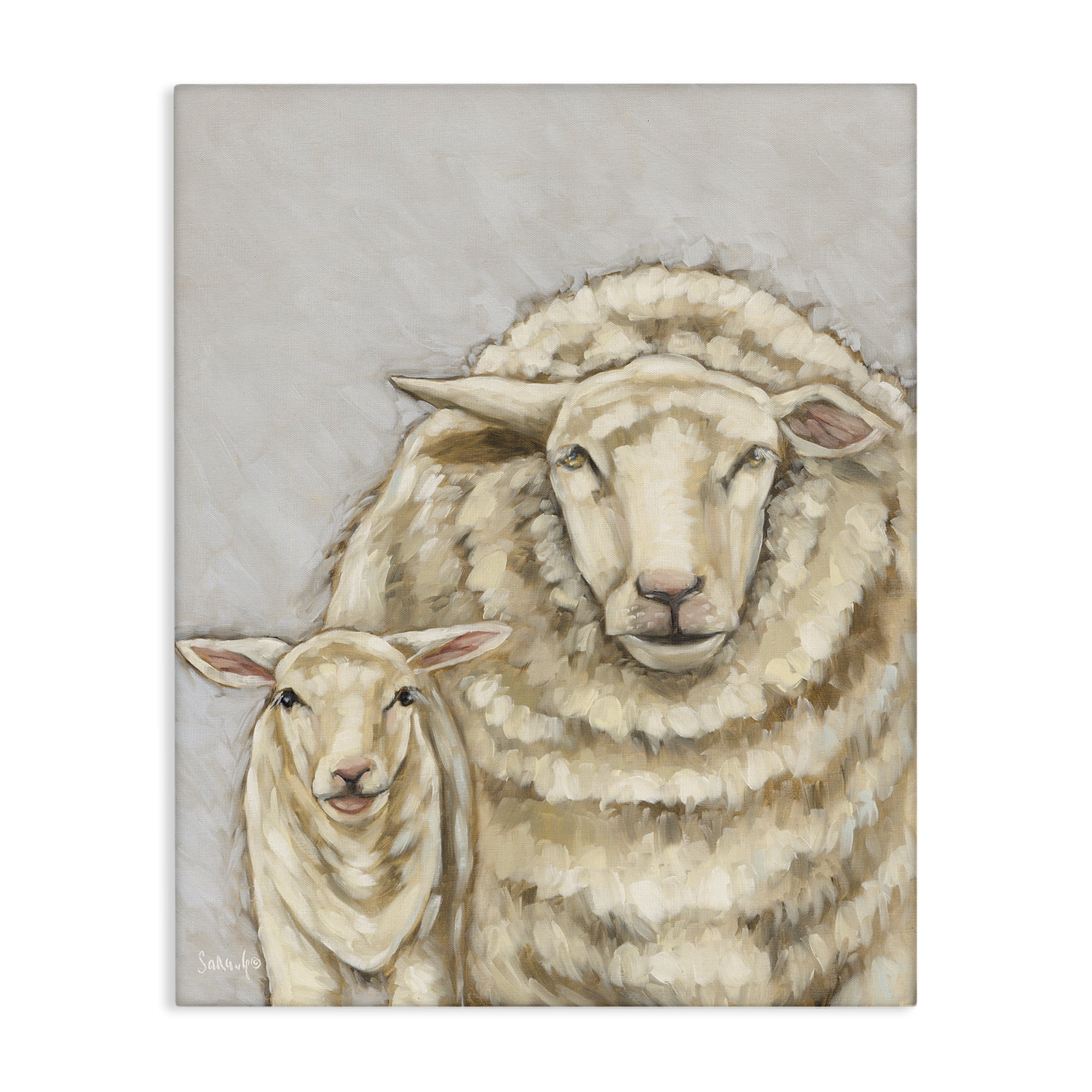 Stupell Industries Neutral Sheep & Lamb Animals & Insects Painting Gallery Wrapped Canvas Art Print Wall Art, 30 x 40