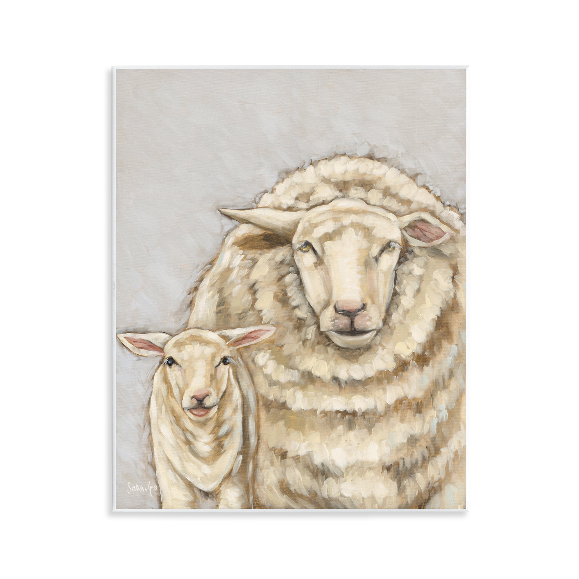 Stupell Industries Neutral Sheep & Lamb Animals & Insects Painting Unframed Art Print Wall Art, 11 x 14