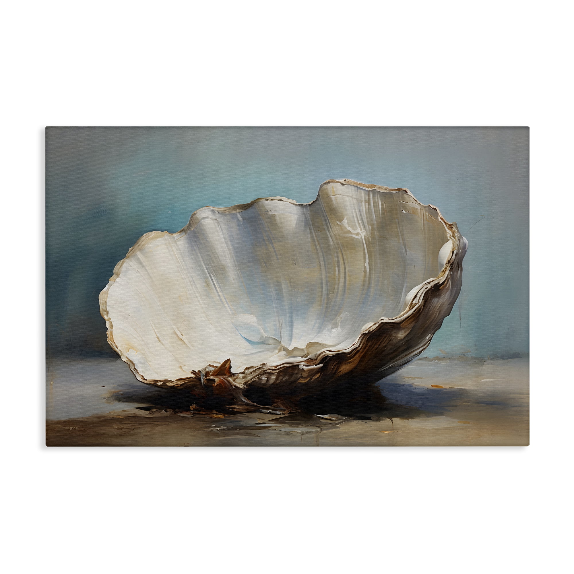 Stupell Industries Neutral Shell Still Life Nautical & Beach Painting Wrapped Canvas Art Print Wall Art, 45 x 30