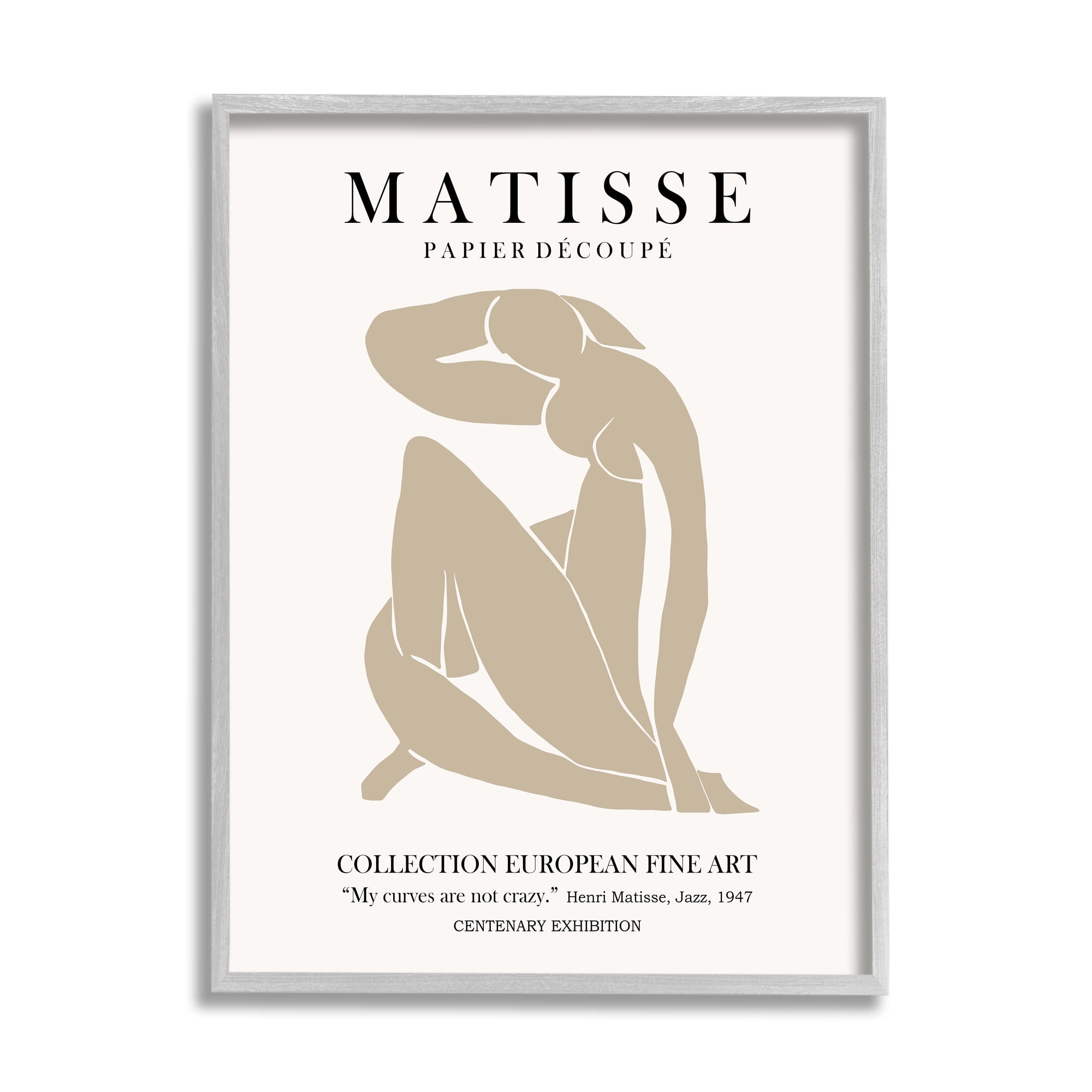 Stupell Industries Neutral Silhouette Modern Woman Matisse Exhibition Text Framed Wall Art, 11 x 14, Design by Ros Ruseva