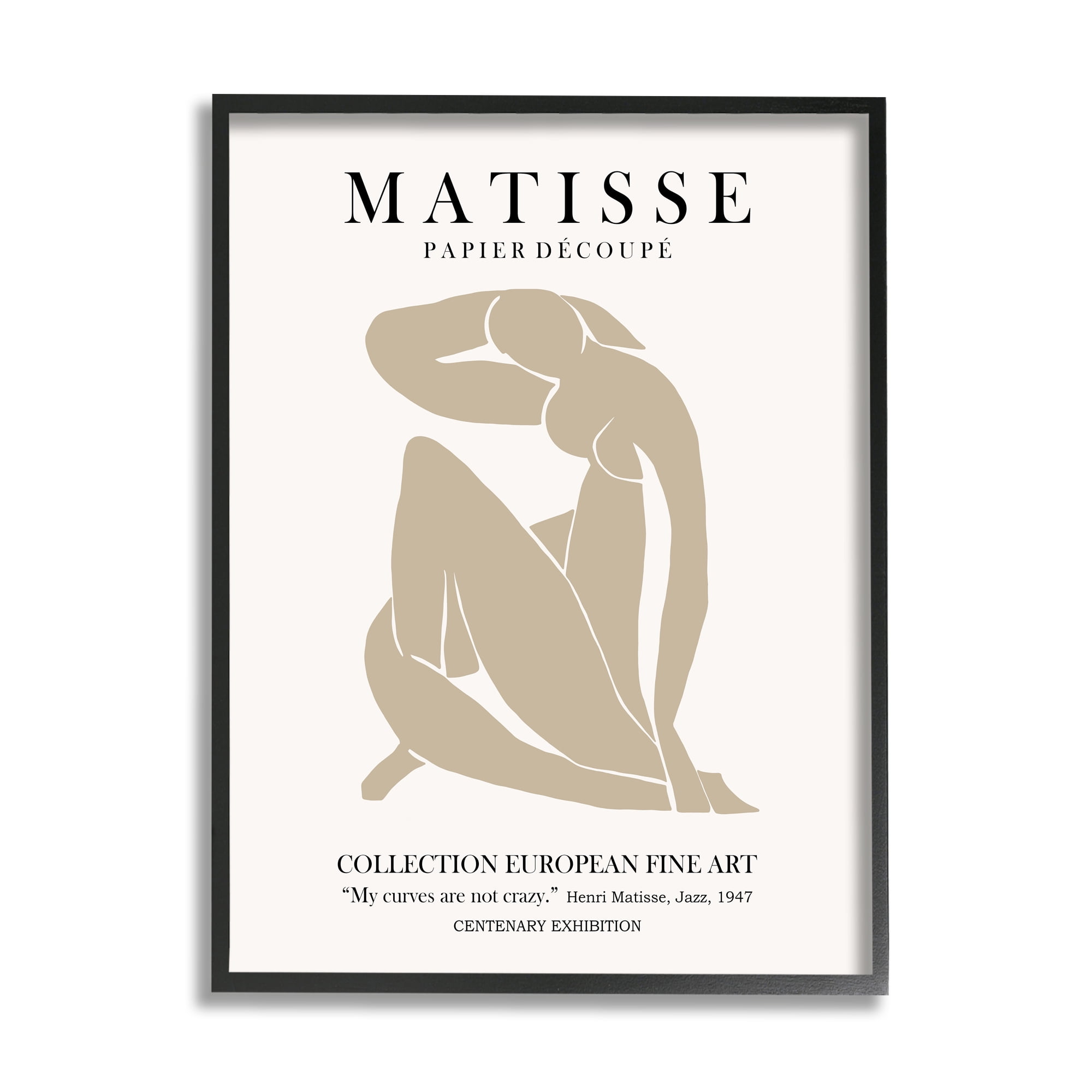 Stupell Industries Neutral Silhouette Modern Woman Matisse Exhibition Text Framed Wall Art, 11 x 14, Design by Ros Ruseva