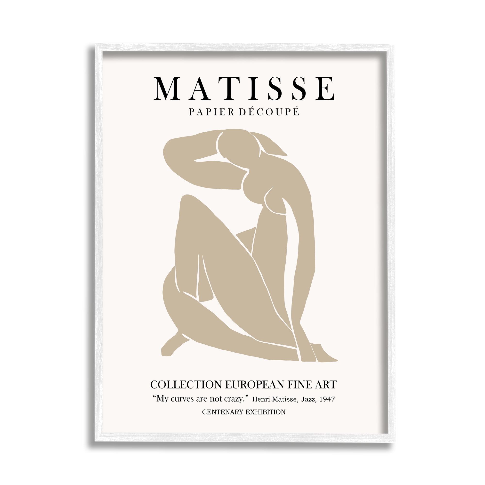 Stupell Industries Neutral Silhouette Modern Woman Matisse Exhibition Text Framed Wall Art, 16 x 20, Design by Ros Ruseva