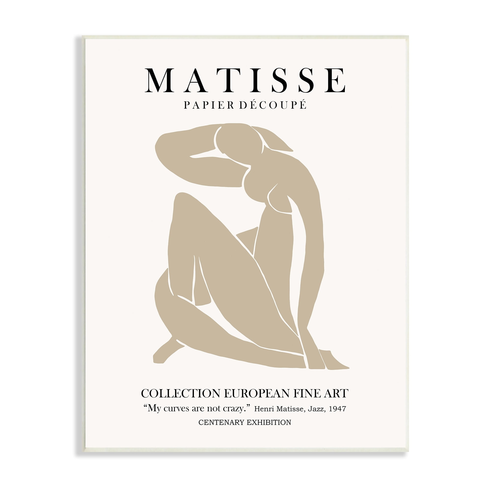 Stupell Industries Neutral Silhouette Modern Woman Matisse Exhibition Text Wood Wall Art, 13 x 19, Design by Ros Ruseva