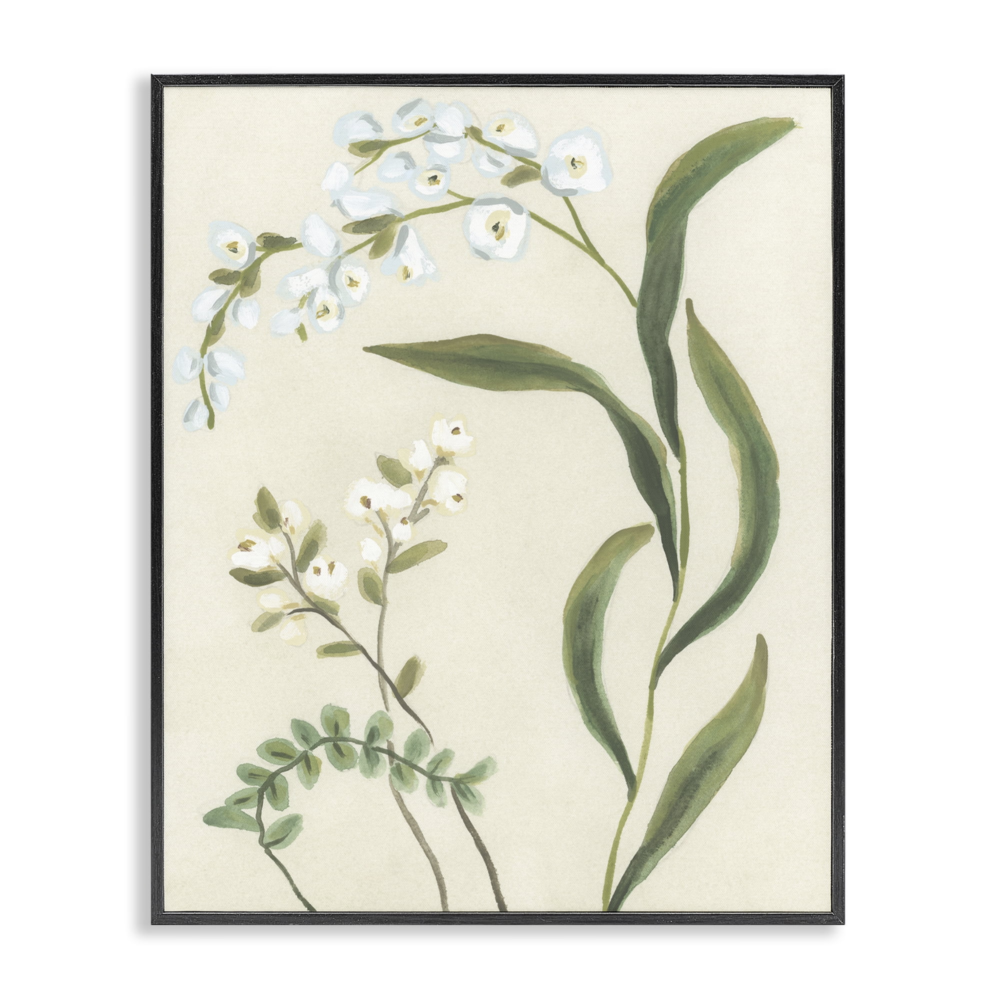 Stupell Industries Neutral Snowdrop Stems Black Framed Giclee Art, design by June Erica Vess