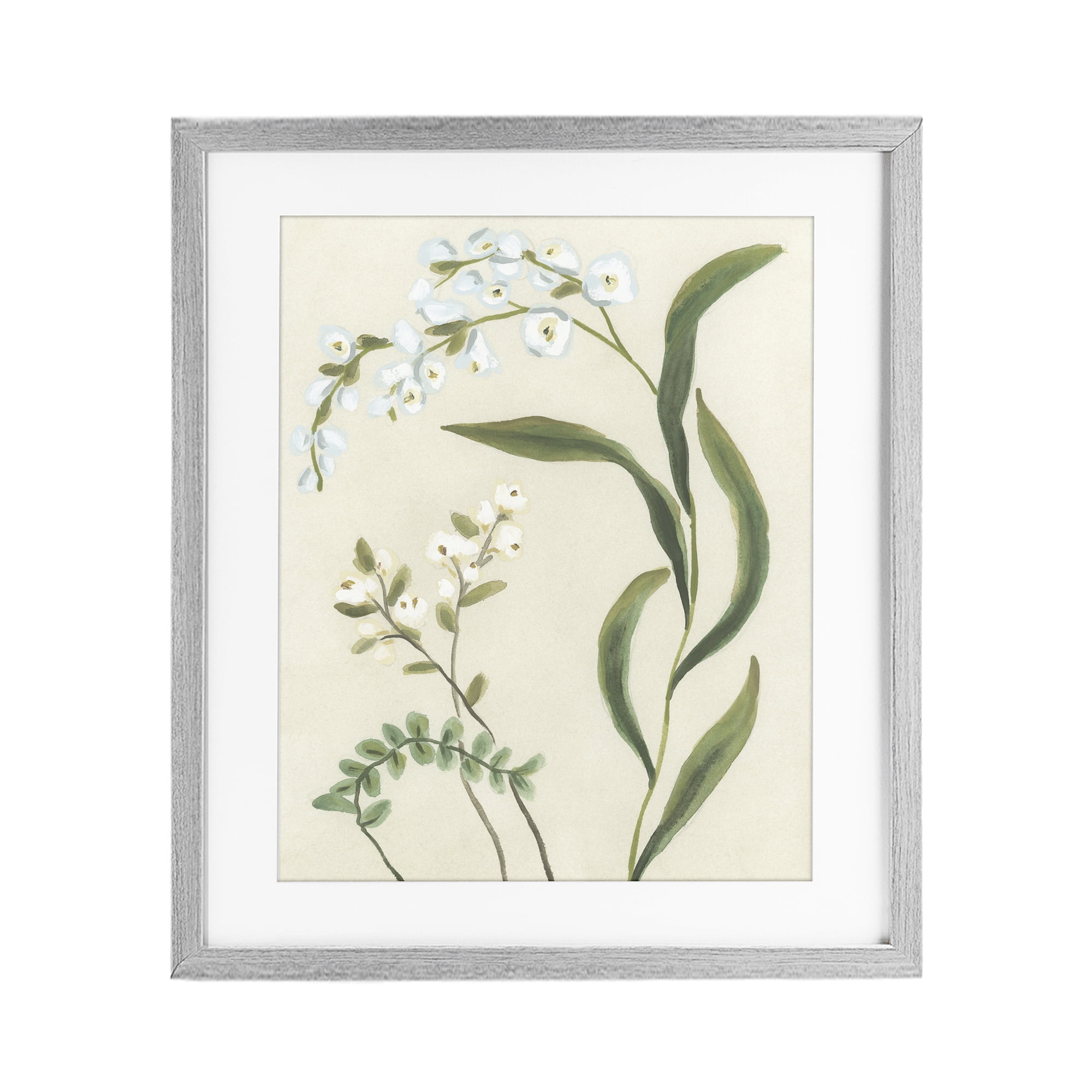 Stupell Industries Neutral Snowdrop Stems Gray Framed Print Under Glass, design by June Erica Vess