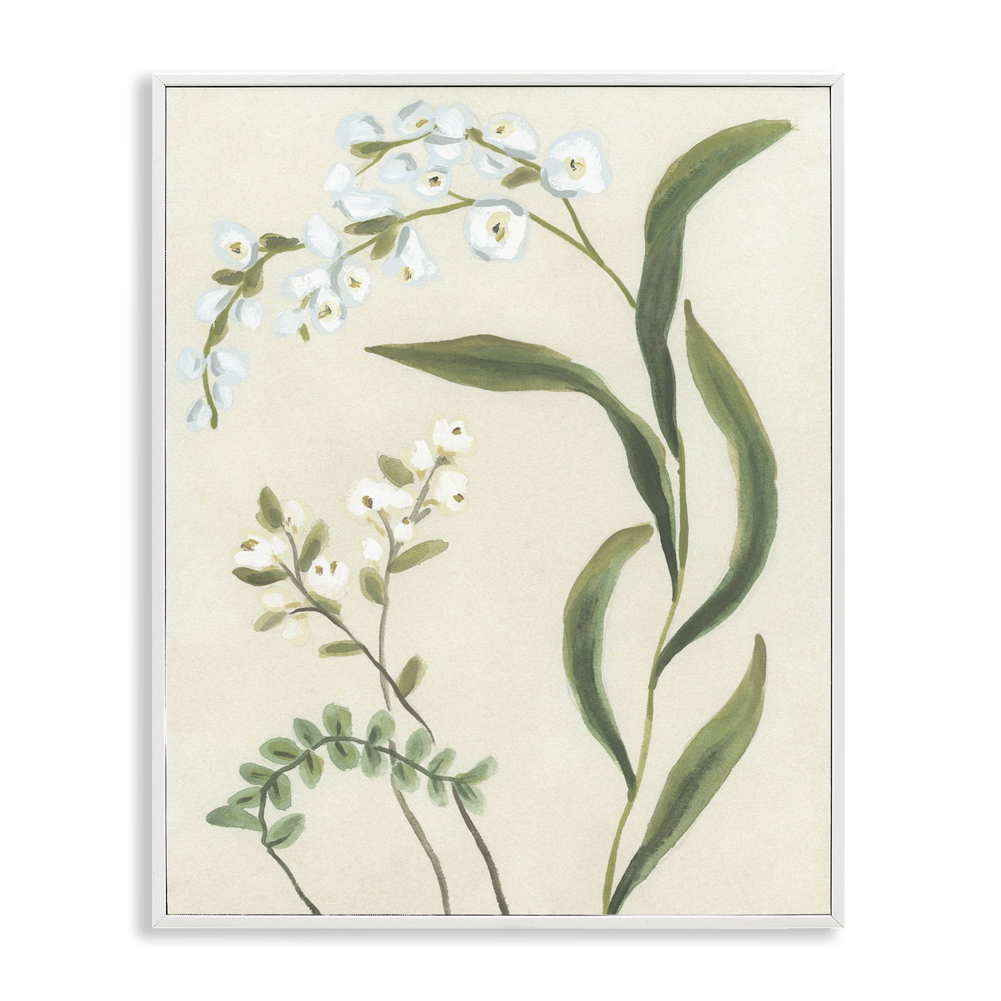 Stupell Industries Neutral Snowdrop Stems White Framed Giclee Art, design by June Erica Vess