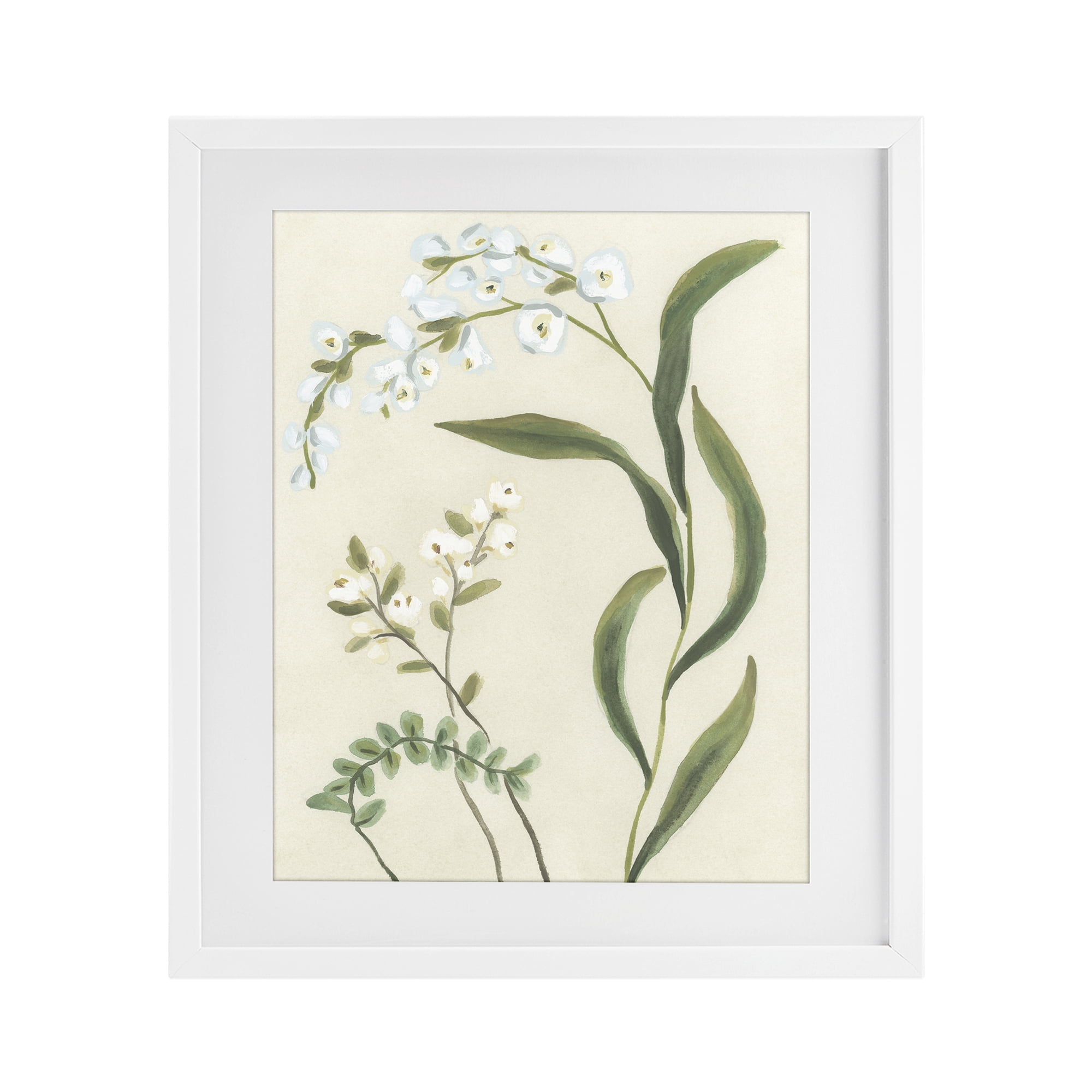 Stupell Industries Neutral Snowdrop Stems White Framed Print Under Glass, design by June Erica Vess