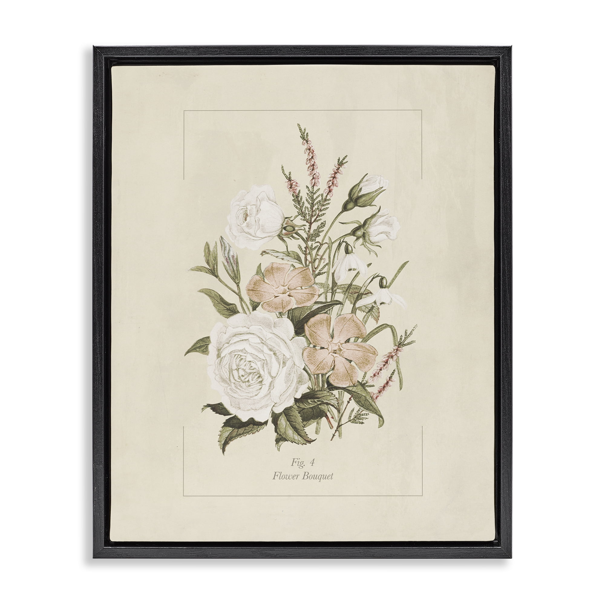 Stupell Industries Neutral & Soft Bouquet Study Black Framed Floater Canvas Wall Art, design by Dan Meneely