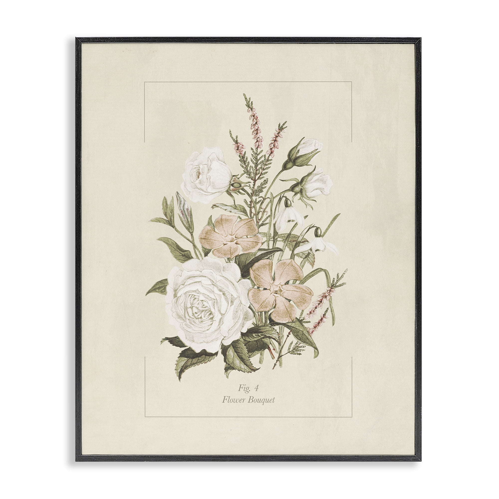Stupell Industries Neutral & Soft Bouquet Study Black Framed Giclee Art, design by Dan Meneely