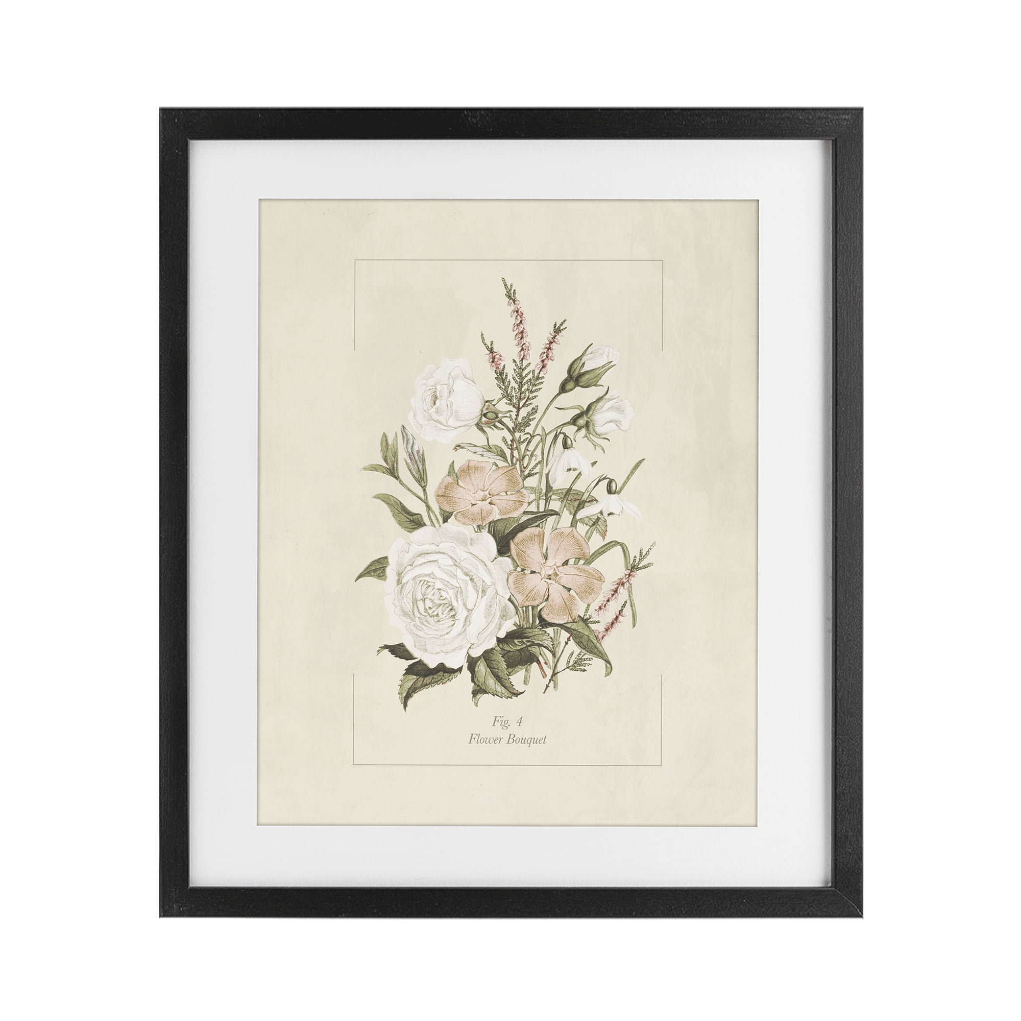 Stupell Industries Neutral & Soft Bouquet Study Black Framed Print Under Glass, design by Dan Meneely
