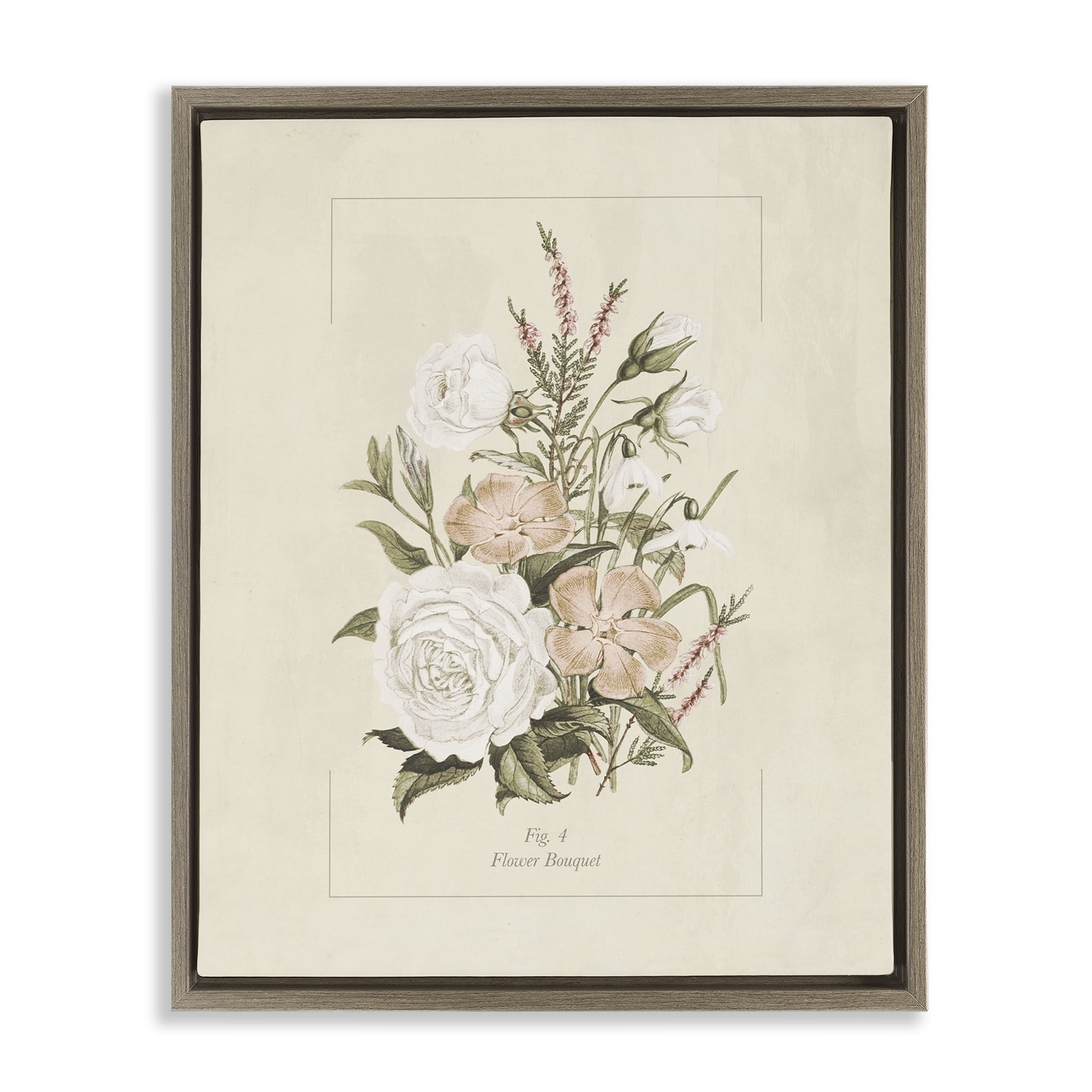 Stupell Industries Neutral & Soft Bouquet Study Brown Framed Floater Canvas Wall Art, design by Dan Meneely