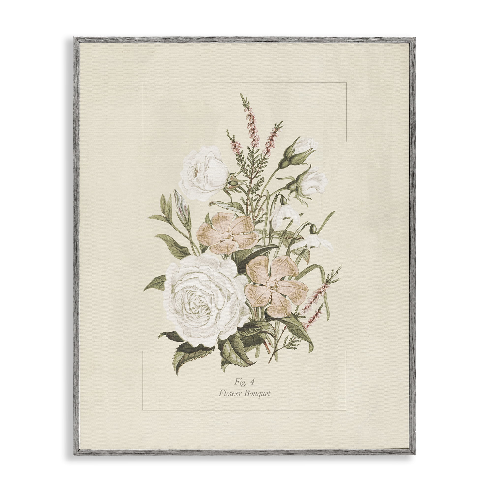 Stupell Industries Neutral & Soft Bouquet Study Gray Framed Giclee Art, design by Dan Meneely