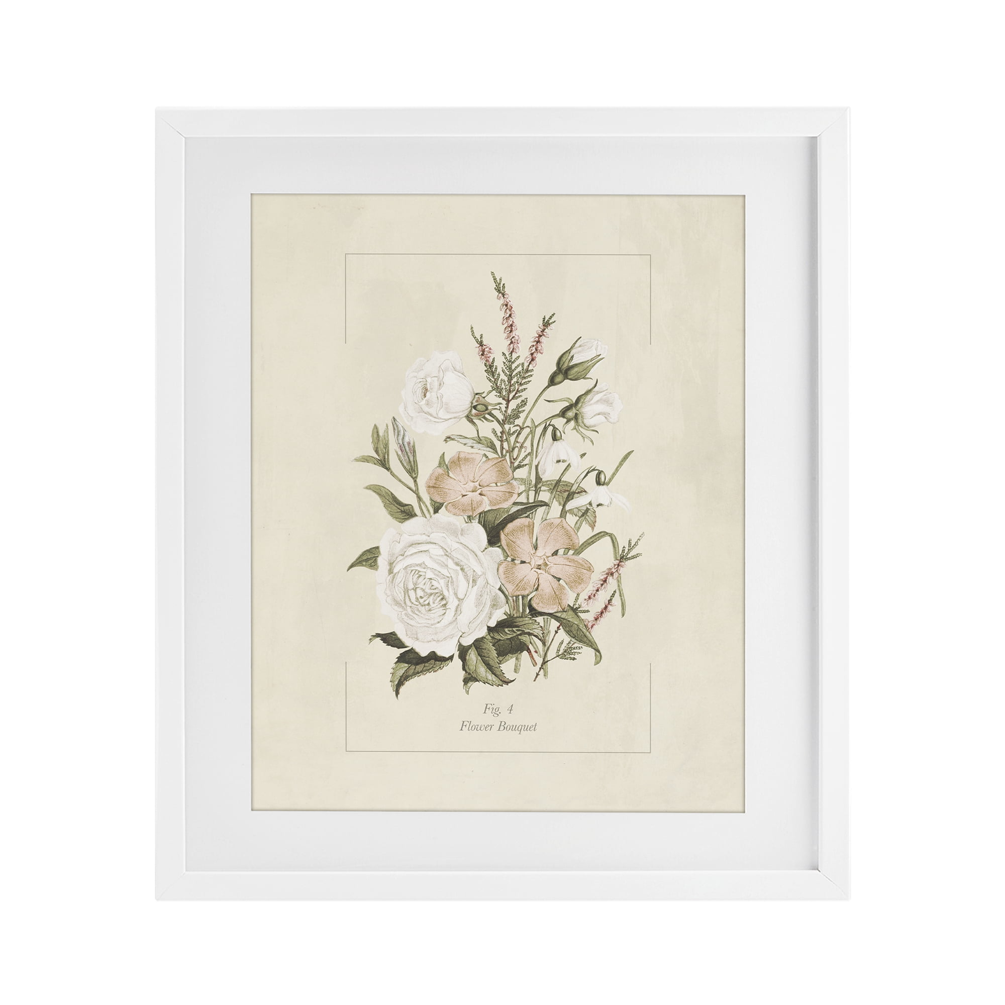 Stupell Industries Neutral & Soft Bouquet Study White Framed Print Under Glass, design by Dan Meneely