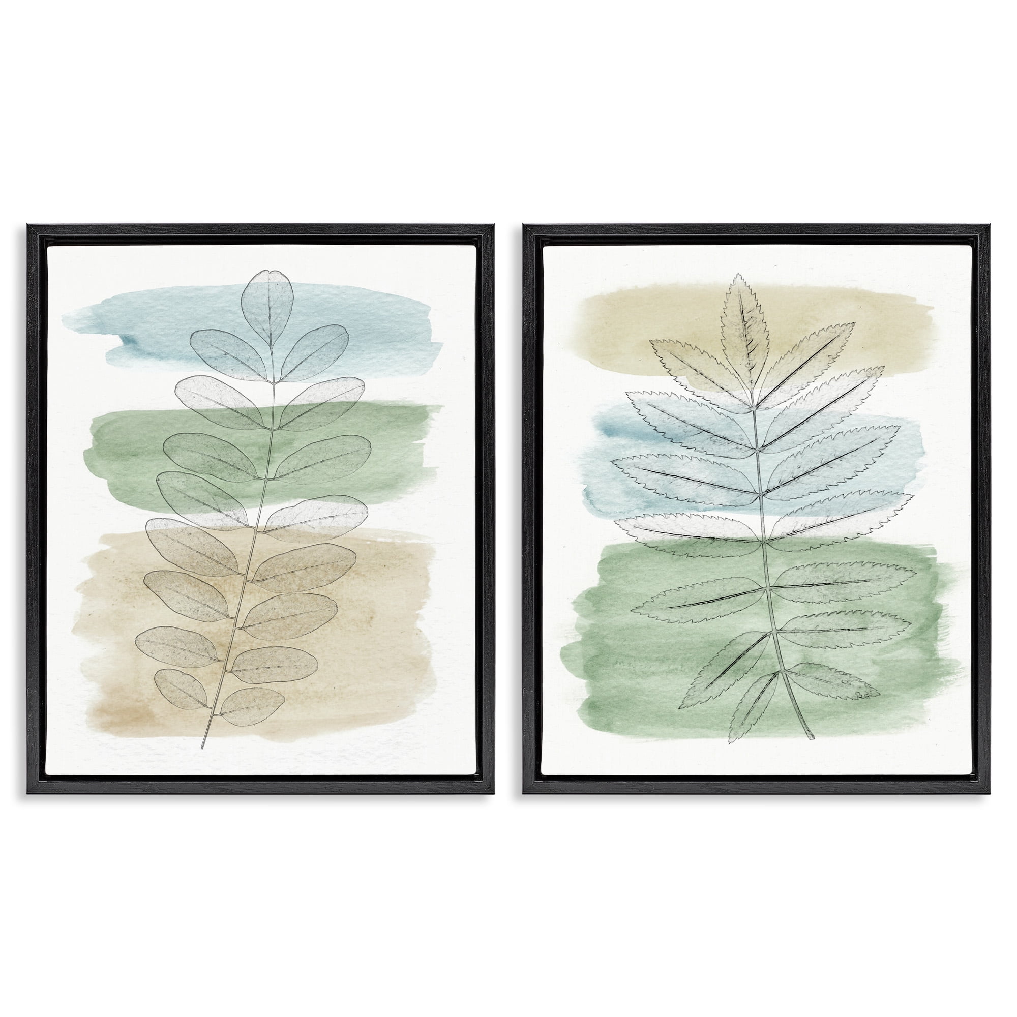 Stupell Industries Neutral Spring Forest Branches Botanical & Floral Painting Black Floater Framed Canvas Art Print Wall Art, 25 x 31, Set of 2