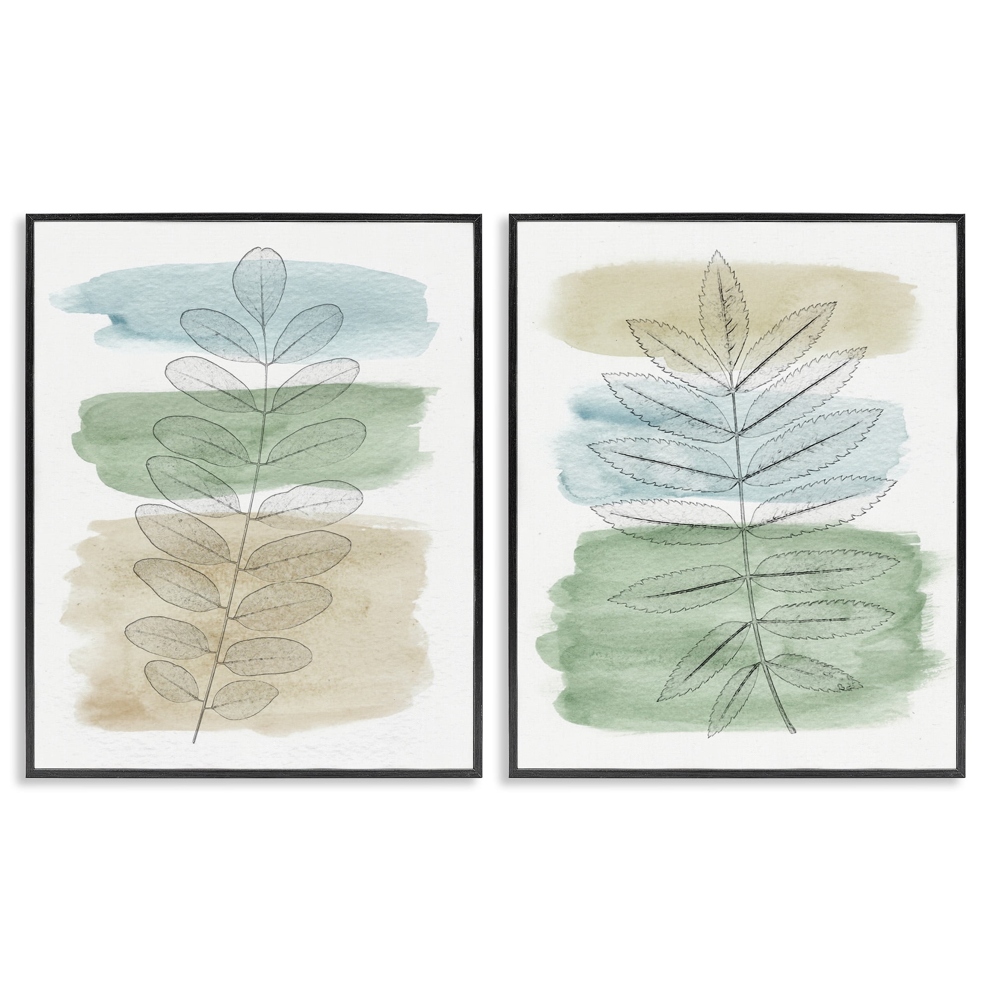 Stupell Industries Neutral Spring Forest Branches Botanical & Floral Painting Black Framed Art Print Wall Art, 24 x 30, Set of 2