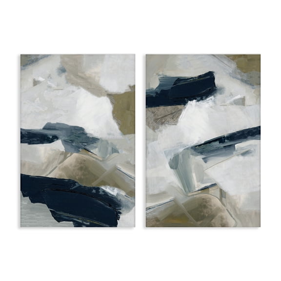 Stupell Industries Neutral Strokes Abstraction 2 Piece Canvas Wall Art Set design by Hannah Dawson, 30 x 20