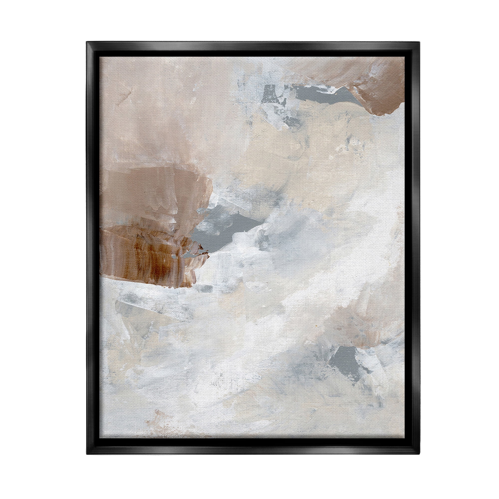 Stupell Industries Neutral Subtle Painting Abstract Painting Black Floater Framed Canvas Art Print Wall Art, 25 x 31