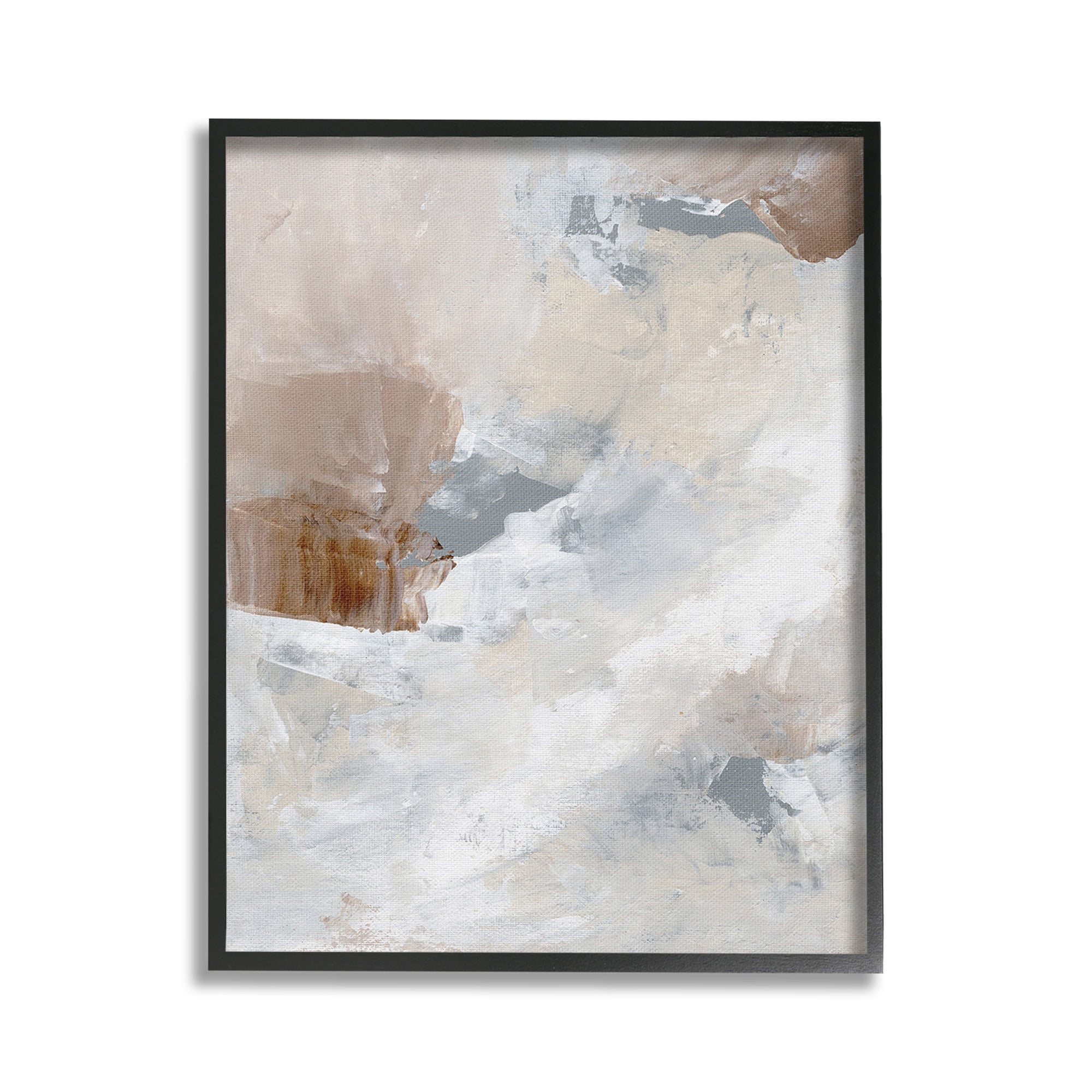 Stupell Industries Neutral Subtle Painting Abstract Painting Black Framed Art Print Wall Art, 24 x 30