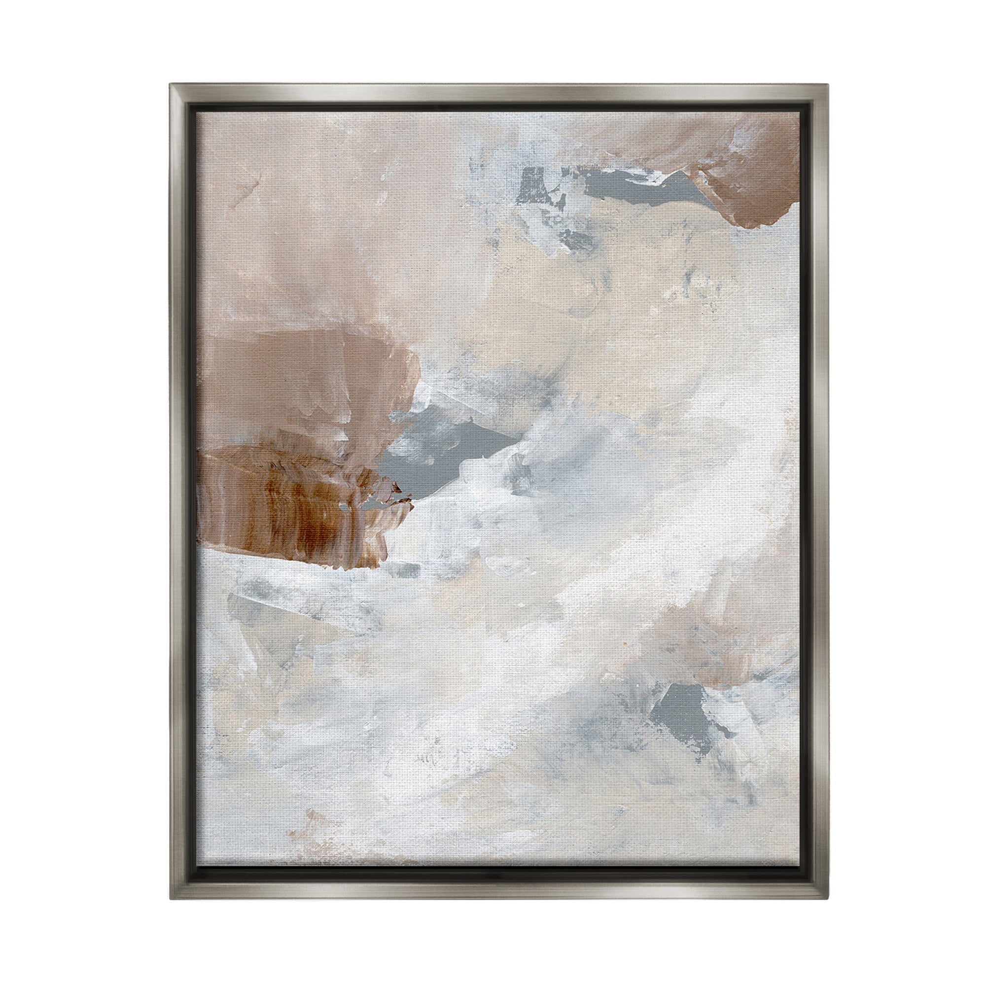 Stupell Industries Neutral Subtle Painting Abstract Painting Gray Floater Framed Canvas Art Print Wall Art, 17 x 21