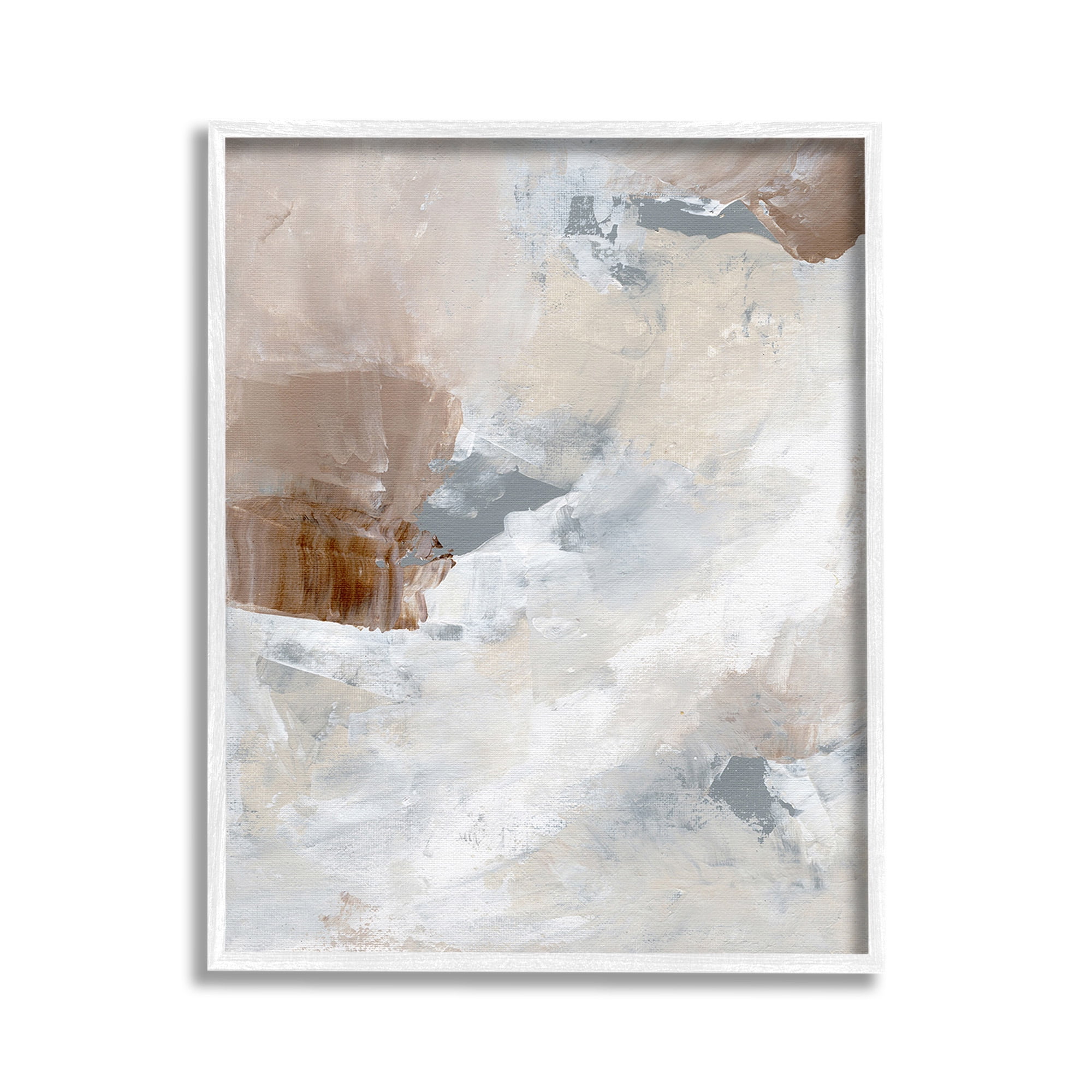 Stupell Industries Neutral Subtle Painting Abstract Painting White Framed Art Print Wall Art, 11 x 14