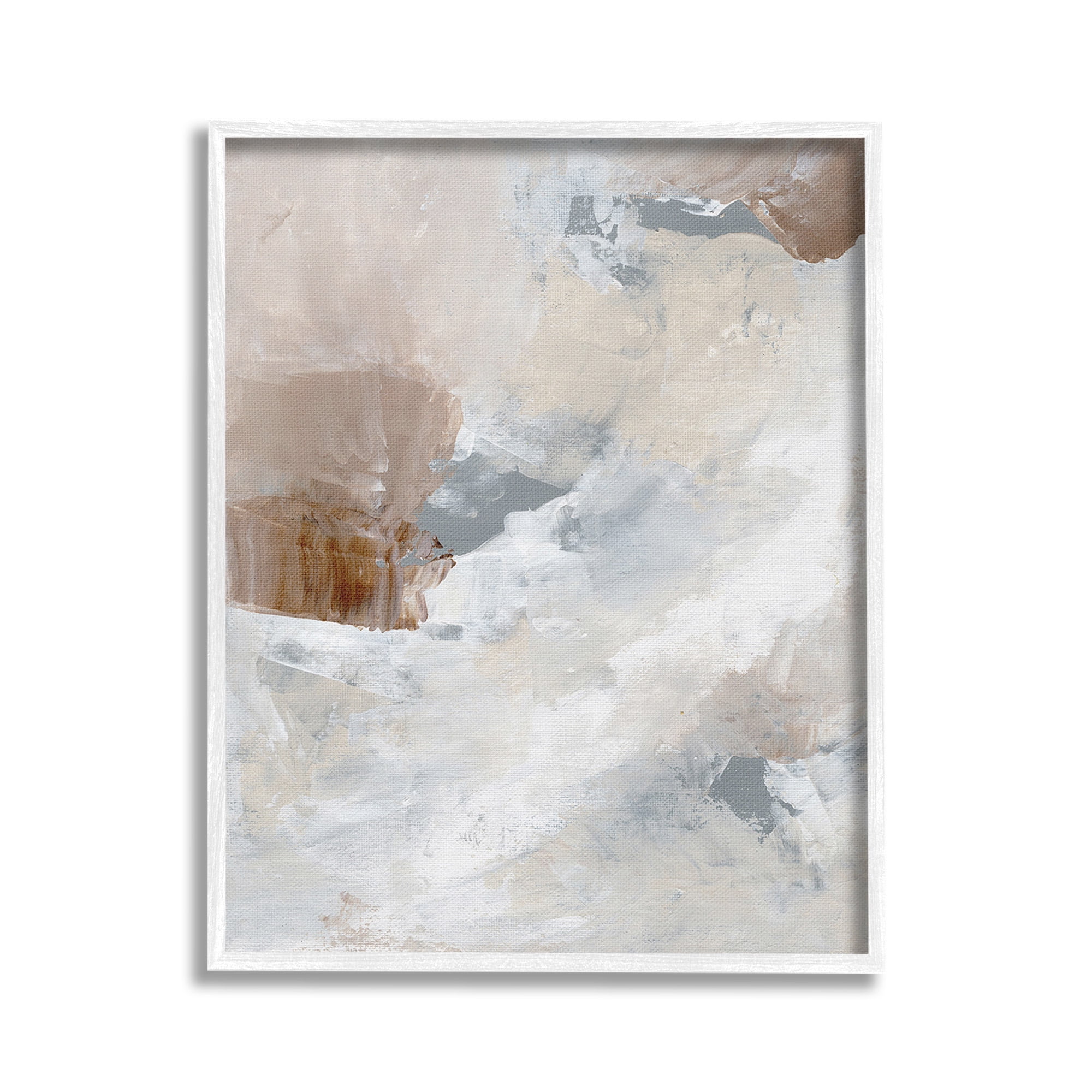 Stupell Industries Neutral Subtle Painting Abstract Painting White Framed Art Print Wall Art, 24 x 30