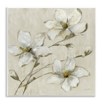 Stupell Industries Neutral Tone Dogwood Flowers Floral Painting Unframed Art Print Wall Art, 12 x 12