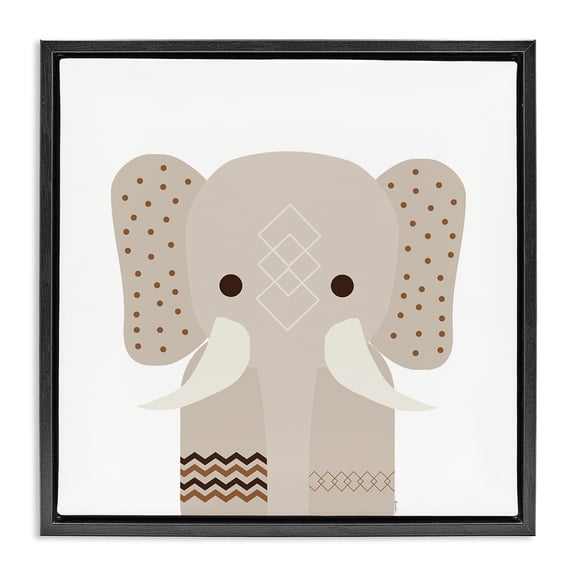 Stupell Industries Neutral Tone Elephant Animals Painting Black Floater Framed Canvas Art Print Wall Art, 25 x 25