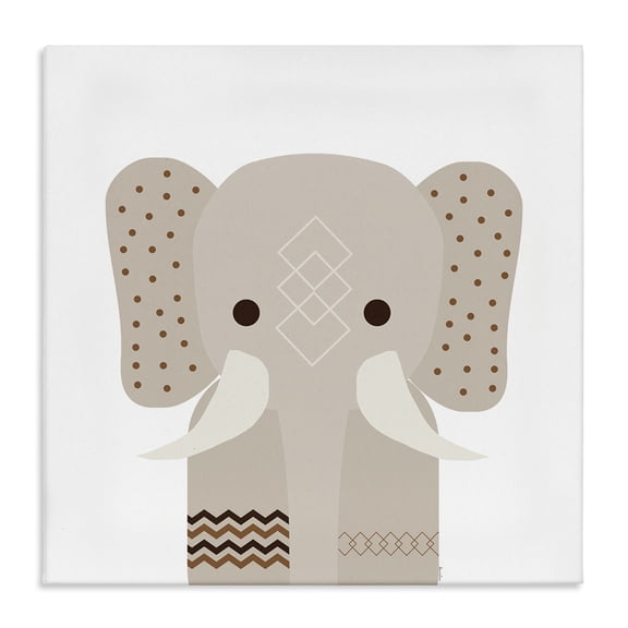 Stupell Industries Neutral Tone Elephant Animals Painting Wrapped Canvas Art Print Wall Art, 36 x 36