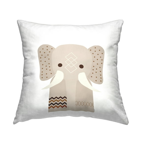 Stupell Industries Neutral Tone Elephant Decorative Printed Throw Pillow Design by Daniela Santiago.