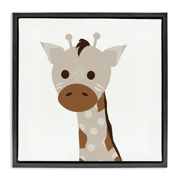 Stupell Industries Neutral Tone Giraffe Animals Painting Black Floater Framed Canvas Art Print Wall Art, 18 x 18