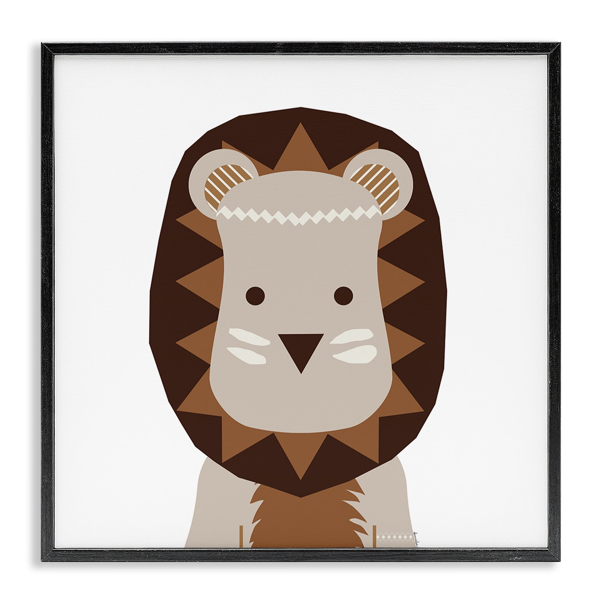 Stupell Industries Neutral Tone Lion Animals Painting Black Framed Art Print Wall Art, 12 x 12