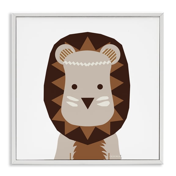 Stupell Industries Neutral Tone Lion Animals Painting White Framed Art Print Wall Art, 12 x 12