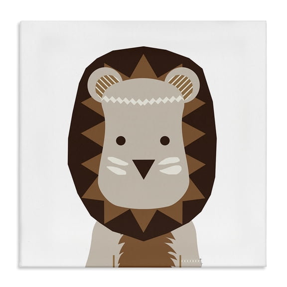 Stupell Industries Neutral Tone Lion Animals Painting Wrapped Canvas Art Print Wall Art, 36 x 36