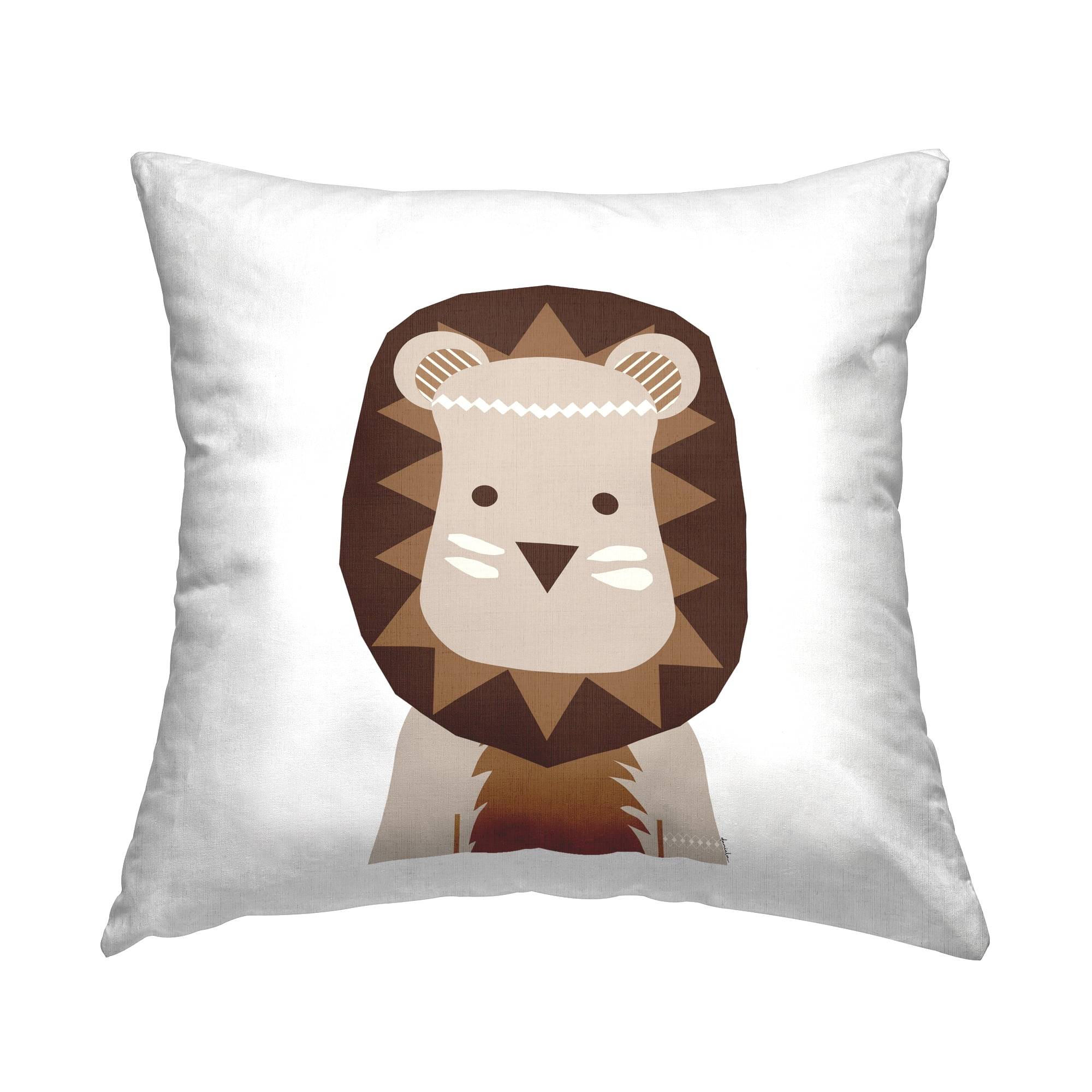 Stupell Industries Neutral Tone Lion Decorative Printed Throw Pillow Design by Daniela Santiago.