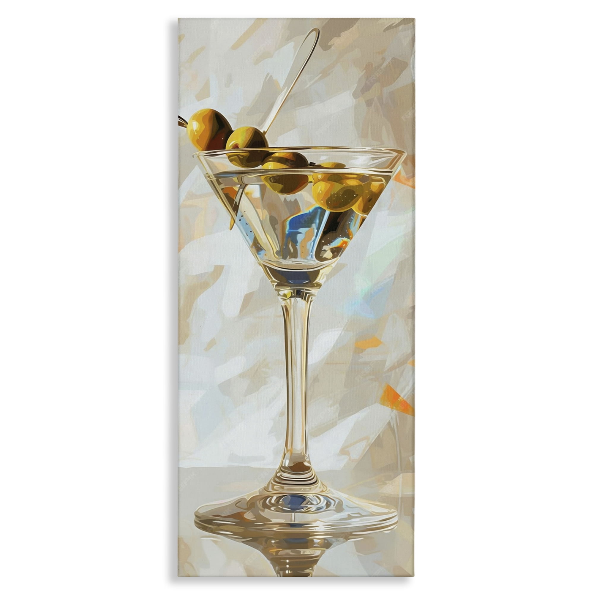 Stupell Industries Neutral Tone Martini Food & Beverage Painting Wrapped Canvas Art Print Wall Art, 10 x 24