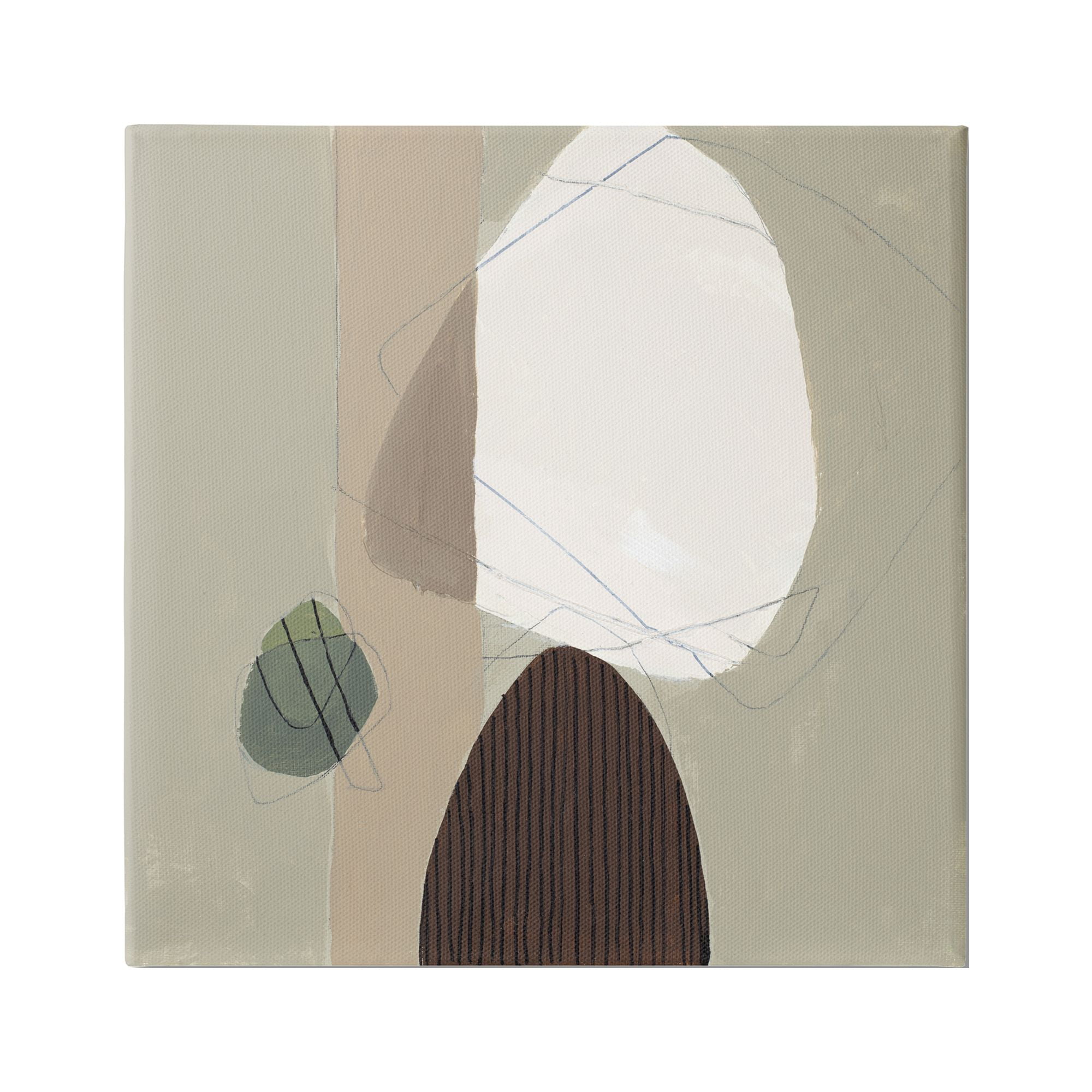 Stupell Industries Neutral Tone Soft Shapes Abstract Painting Gallery Wrapped Canvas Art Print Wall Art, 36 x 36